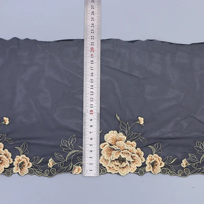 1Y Black Lace Ribbon Fabric  22cm Width DIY Handmade Crafts Sewing Apparel Fabric White Lace Trimming Material