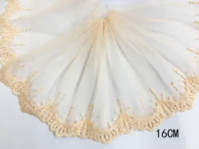 1Y Mesh Plum Blossom Flowers Embroidery Lace Fabric Pink Trim For Bra Lingerie Underwear Doll's Dress Ribbon