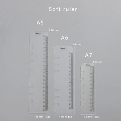 JIANWU A5/A6/A7 Soft Ruler Binder Accessories Loose Leaf Transparent Ruler Measuring Tools Kawaii Stationery For School Supplies