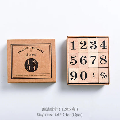 JIANWU Vintage Month Week Planner Stamp Basic Function Series Digital Symbol Stamp Wooden DIY Seal Stationery Office Supplies