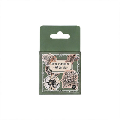 JIANQI 46 Pcs Vintage labels Sticker Diary Album Scrapbooking material Planner handmade Retro Mini boxed Sticker art marker