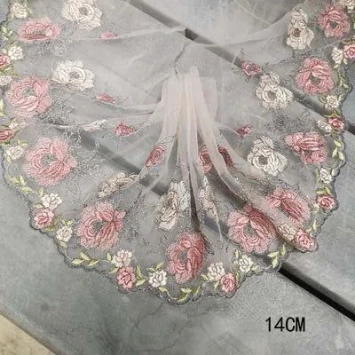 1Y Floral Embroidery Lace Trim Soft Tulle Lingerie Underwear Clothes Accessories Bra Sewing Fabric Handmade