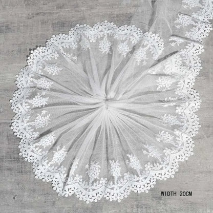 1Y Colorful Flower Embroidered Tulle Lace Trimmings Dress Accessories Lace Fabric Sewing Crafts Doll Material
