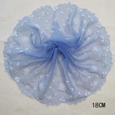 1Y Blue Mesh Embroidery Lace Fabric Handmade DIY Garment Sewing Clothing Accessories