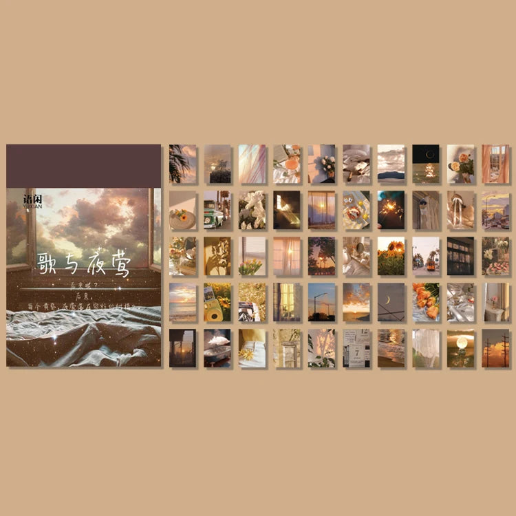 JIANQI 50 pcs INS Scrapbook Stickers aesthetic landscape junk journal Korea Stationery sticker book Scrapbooking Material
