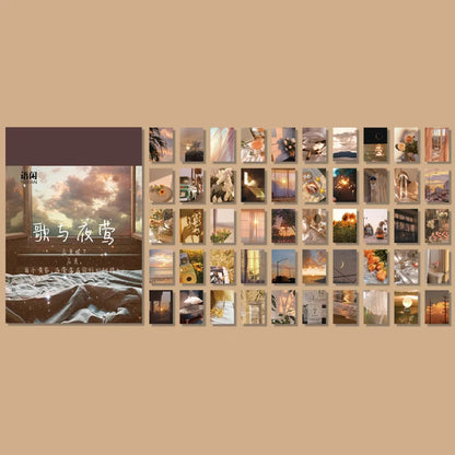 JIANQI 50 pcs INS Scrapbook Stickers aesthetic landscape junk journal Korea Stationery sticker book Scrapbooking Material
