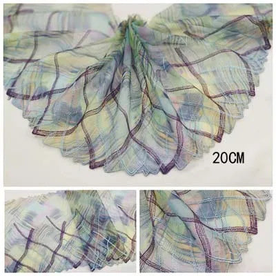1Y Blue Mesh Embroidery Lace Fabric Handmade DIY Garment Sewing Clothing Accessories