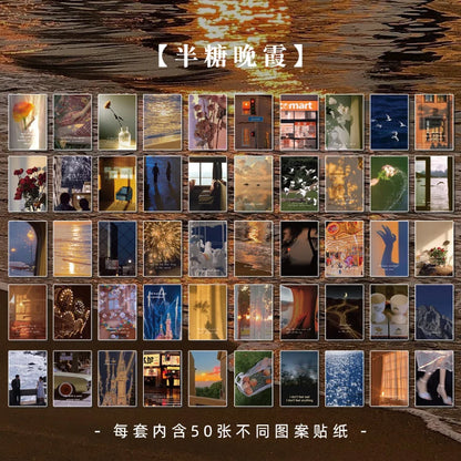 JIANQI 50 pcs INS Scrapbook Stickers aesthetic landscape junk journal Korea Stationery sticker book Scrapbooking Material
