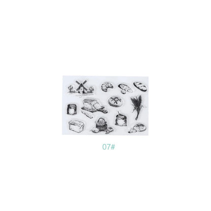 JIANQI 17 Design Retro icons Silicone seal Transparent Rubber stamp Decorative Diary Scrapbooking material Planner supplies