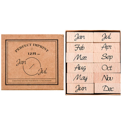 JIANWU Vintage Month Week Planner Stamp Basic Function Series Digital Symbol Stamp Wooden DIY Seal Stationery Office Supplies