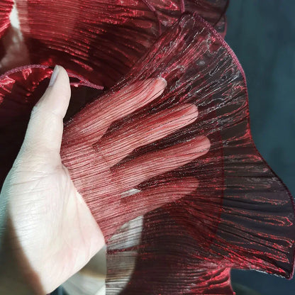 1Y Wave Pleated Organza Lace Trim Red Ruffle folds DIY Patchwork Decor Cuffs Neckline Gown Wedding Dress Accessories Wide 13CM