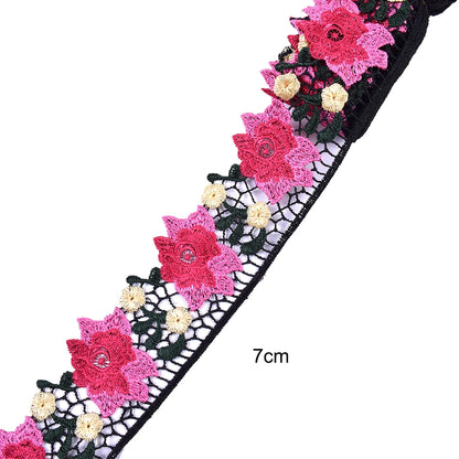 1 Yard Red Flower Embroidered Lace Fabric DIY skirt hem Dance costumes Garment Accessories lace trim Sewing Craft