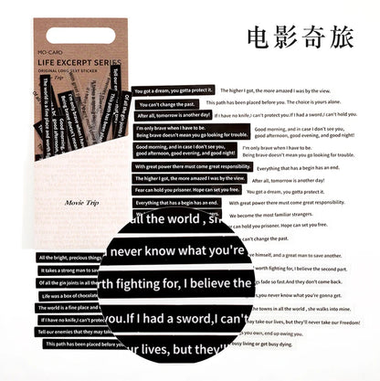 JIANQI 40 pcs Strip English Stickers pack DIY Decorative Scrapbooking material Black white text Poems Diary Album Craft Supplies