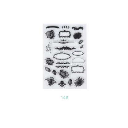 JIANQI 17 Design Retro icons Silicone seal Transparent Rubber stamp Decorative Diary Scrapbooking material Planner supplies
