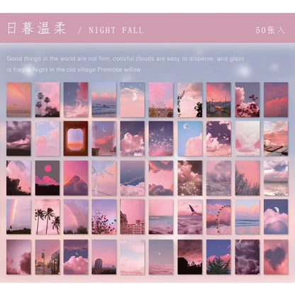 JIANQI 50 pcs INS Scrapbook Stickers aesthetic landscape junk journal Korea Stationery sticker book Scrapbooking Material