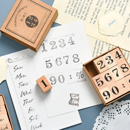 JIANWU Vintage Month Week Planner Stamp Basic Function Series Digital Symbol Stamp Wooden DIY Seal Stationery Office Supplies