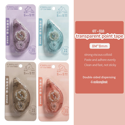 JIANWU 4Pcs/set Transparent Double-sided Dispensing Glue Set Simple Point Type Adhesive Creative DIY Student Supplies Stationery