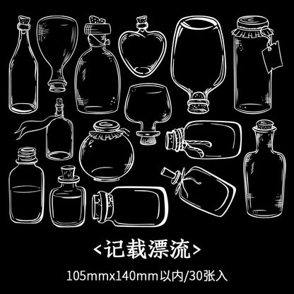 JIANQI 30 sheets Glass Bottle Shape Sticker Scrapbooking Art DIY Crafts Transparent Dried Flower Bookmarks Decor scrapbooking