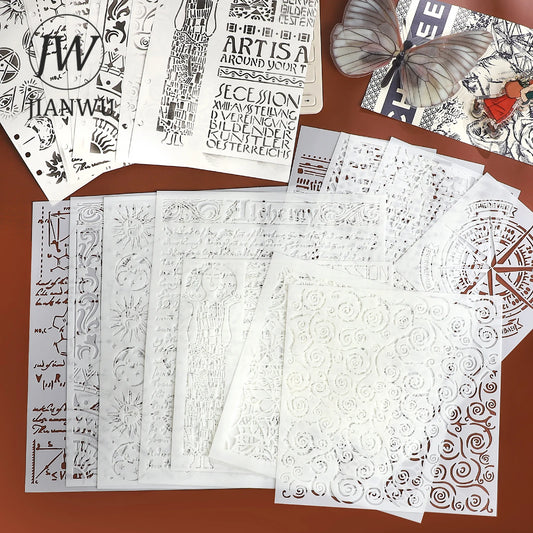JIANWU Vintage Planetary Chart Symbol Border Flower Landscape Material Collage stamp Shading Board Creative Journal Stationery