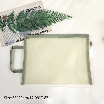 JIANWU Morandi Color Translucent Test Paper Storage Bag Mesh Pencil Case Creative Journal Material Student Supplies Stationery