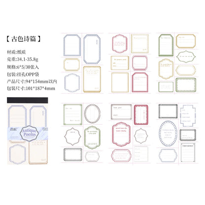 JIANQI 30 pcs INS Removable border memo pad Planner Decorative material paper Stationery Craft Supplies