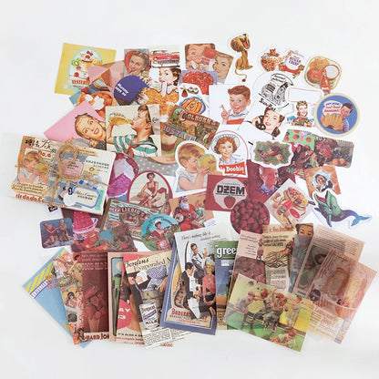 60pcs Vintage Stickers Scrapbook Paper for Scrapbooking Junk Journal School Supplies Creative Stationery DIY Deco Stickers