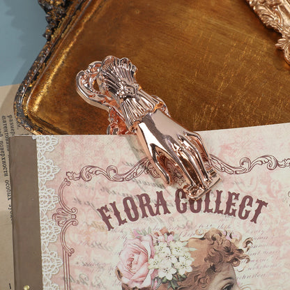 JIANWU Vintage Lady's Hand Alloy Clip Bill Clip Old Travel Note Clip Creative DIY Journal Tools Student Supplies Stationery