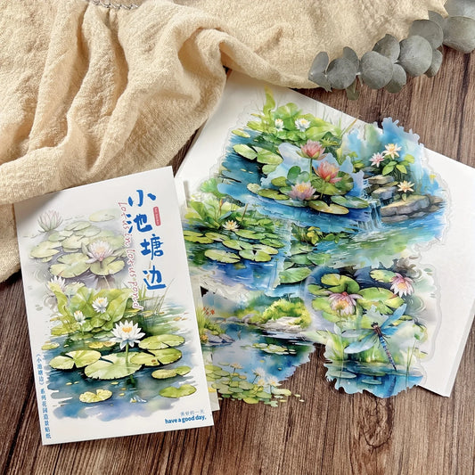 10 pcs Large Size Pond and Lake Landscape Stickers For DIY Scrapbooking Planner Collage Diary Supplies Sticker Stationery
