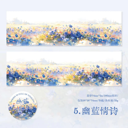 JIANQI 74mm*2m PET Tapes Spring Flower Sea DIY Scrapbooking Decor Photo Album Collage Junk Journal Materials Aesthetics Stickers