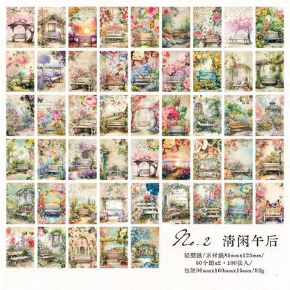 100 pcs Vintage Plants Flowers garden Material paper paper Scrapbooking DIY Photo Album Collage Journal Creative Stationery