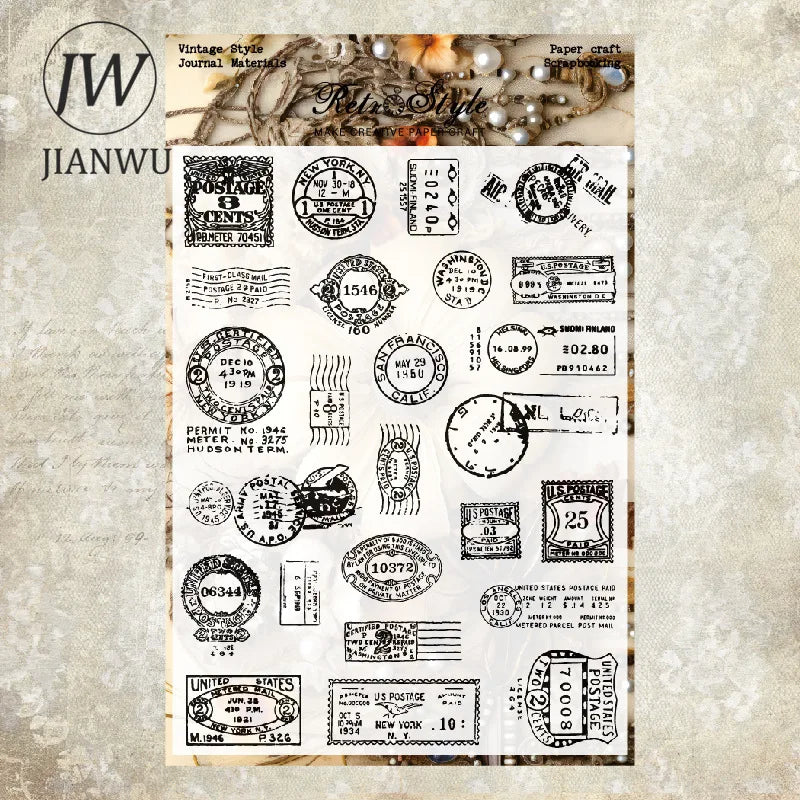 JIANWU Vintage Plant Landscaping Material Collage Transparent Silicone Stamp Creative DIY Journal Student Supplies Stationery