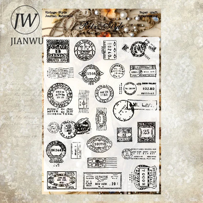JIANWU Vintage Plant Landscaping Material Collage Transparent Silicone Stamp Creative DIY Journal Student Supplies Stationery