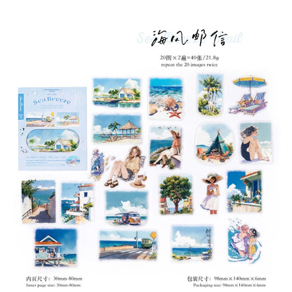 JIANQI 40 Pcs Four Seasons Scenery Stickers PET Transparent Decorative Collage Junk Journal DIY Scrapbooking Supplies