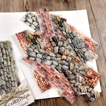 JIANQI 20pcs/pack European Retro Collage Strip Stickers DIY Collage Decoration Album junk journal Scrapbook PET Stickers