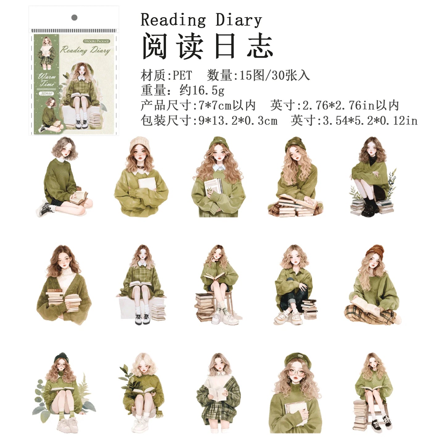 JIANQI 30 pcs Large size PET Stickers Life girl Decorative handmade Scrapbooking Material Diary Album Craft Supplies