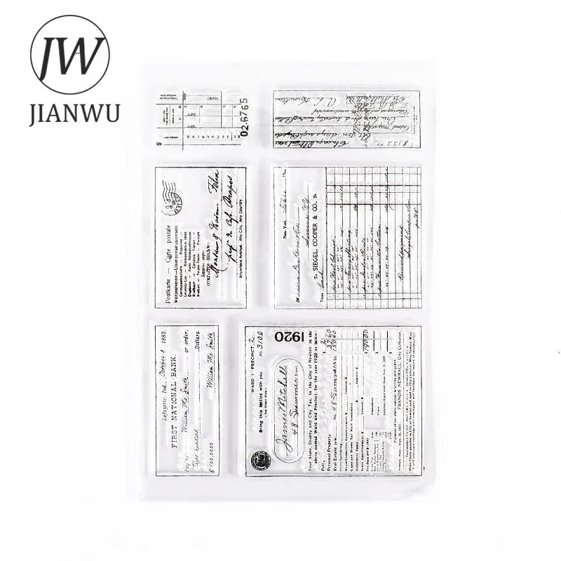 JIANWU Minimalist Black White Transparent Stamp Creative Retro Scrapbooking Journal Decoration Silicone Seal Stationery Supplies