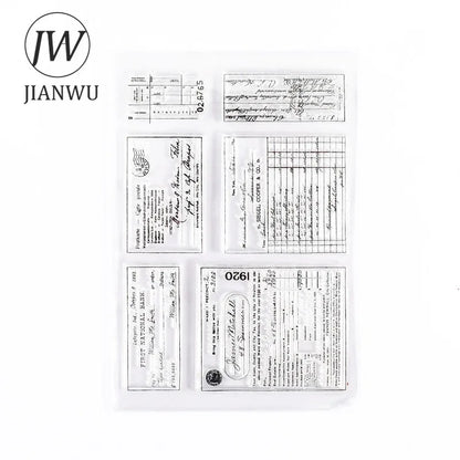 JIANWU Minimalist Black White Transparent Stamp Creative Retro Scrapbooking Journal Decoration Silicone Seal Stationery Supplies