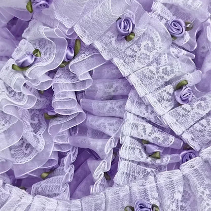 1Yard Multi-Color 3D Flower Embroidered  Lace Fabric Craft DIY Trim Clothing Wedding Decoration  Home Supplies Sewing Applique