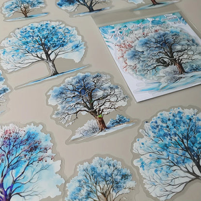 10 pcs/pack Tree and wood landscaping Stickers Label Diary Planner junk journal Decorative Scrapbooking DIY Craft Sticker