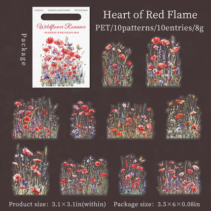 JIANQI 10 Pcs Plant Flower Landscape Stickers PET Transparent Decorative Collage Junk Journal DIY Scrapbooking Supplies