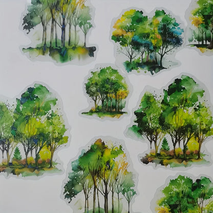 10 pcs/pack Tree and wood landscaping Stickers Label Diary Planner junk journal Decorative Scrapbooking DIY Craft Sticker