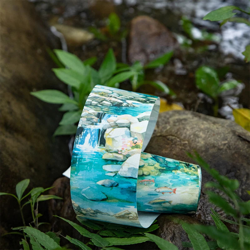 50mm*2m Landscape Tapes The flowing water DIY Scrapbooking Decor Photo Album Collage Junk Journal Materials Aesthetics Stickers