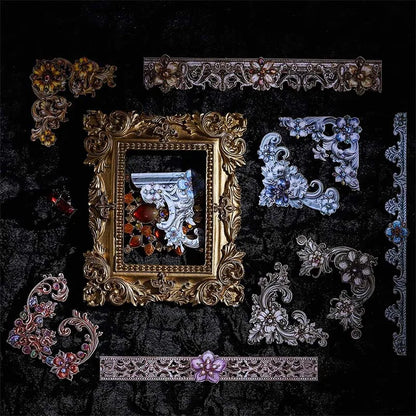 JIANQI 20pcs Strip Corner Sticker Pack baroque style Junk Journal DIY Scrapbooking School Supplies Collage Stationery Stickers