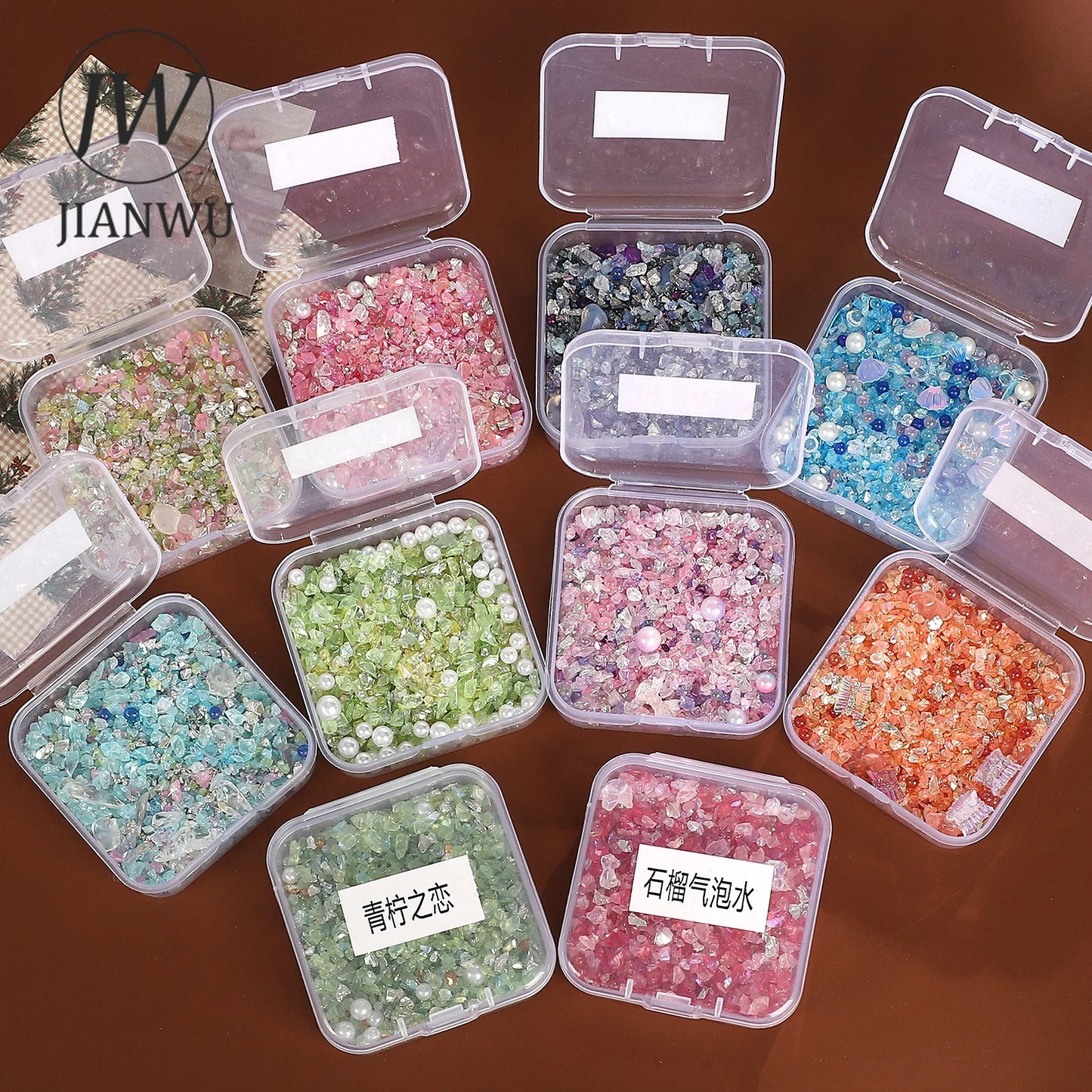 JIANWU Colorful Ore Crushed Stone Journal Material Collage scrapbook Creative DIY Student Supplies Stationery