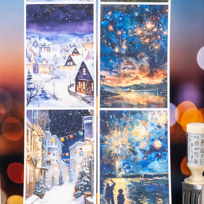JIANQI 80mm*2m Travel Scenery Stickers PET Materials DIY Scrapbooking Materials Collage Junk Journal Decor Stickers