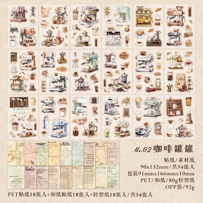 JIANQI 54pcs Wind Is Coming series Decoration material sticker Diary Album Scrapbooking material sticker Junk Journal Supplies