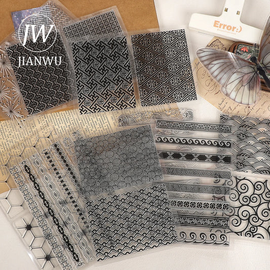 JIANWU Vintage Wave Lace Pattern Landscape Material Collage Silicone Stamp Creative DIY Journal Student Supplies Stationery