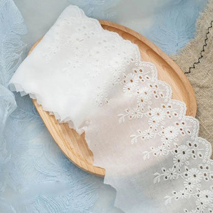 1Yard Multi-Color Flower Hollow Cotton Cloth Embroidery Lace Trim Fabric For Dress Curtain Bed Cuffs  Handmade Sewing Crafts