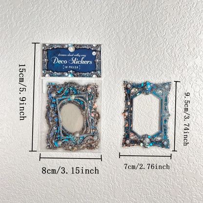10 Pcs/Pack Floral Frame Stickers Adhesive Materials DIY Scrapbooking Decor Junk Journal Collage Stationery Diary Sticker
