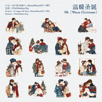 JIANQI 30 pcs PET Large size Stickers Lover Love Decorative handmade Scrapbooking Material Diary Album Craft Supplies